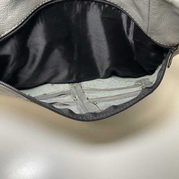 Gray Leather Shoulder Crossbody Bag Made in Mexico 14"x10" - Picture 10 of 10